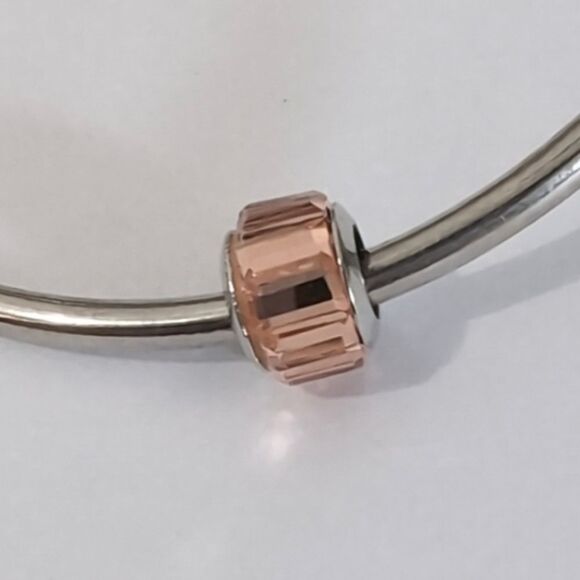 Silver Peach Crystals Charm for Pandora Style Bracelet - Picture 4 of 4
